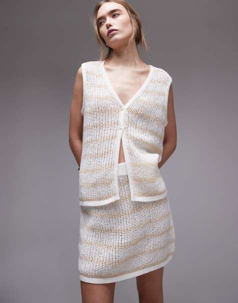 Rhythm Sol stripe knit beach set in cream - view 1