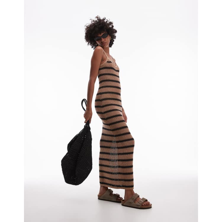 stripe knit o-ring beach maxi dress Emory Stripe Pointelle Knit Cover-Up Maxi Dress (Women)
