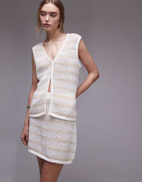 Rhythm Sol stripe longline knit singlet in cream (part of a set) - view 1