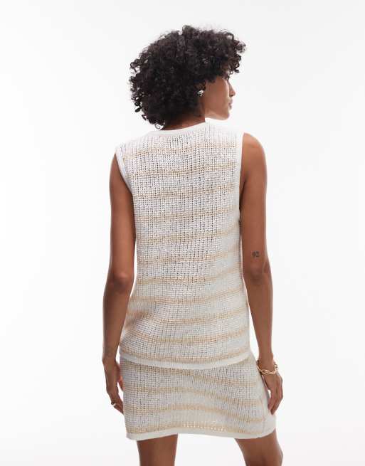 Rhythm sol stripe longline knit vest in cream part of a set ASOS