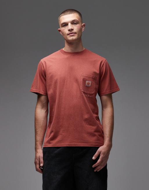 Rhythm – T-Shirt in Tonbraun mit Vintage-Waschung und Tasche