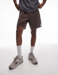 [Rhythm] Rhythm textured linen jam shorts in brown W33 Brown