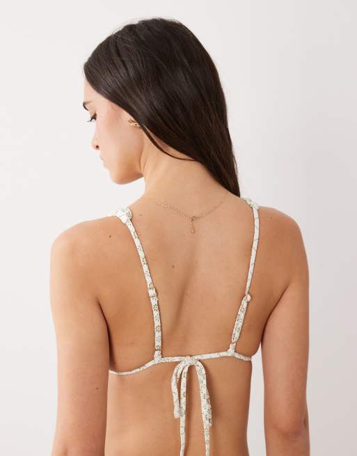 Rhythm - Triangel bikinitopje met fijne bloemenprint in crème, 3 van 4