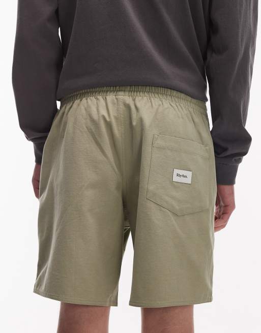 Rhythm twill jam shorts in sage, 4 of 5