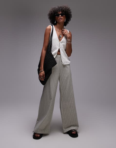 Rhythm valley stripe wed leg trouser in ivy - view 1