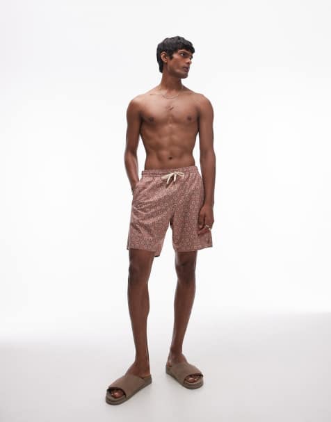 Rhythm verita printed swim short in rust - view 1