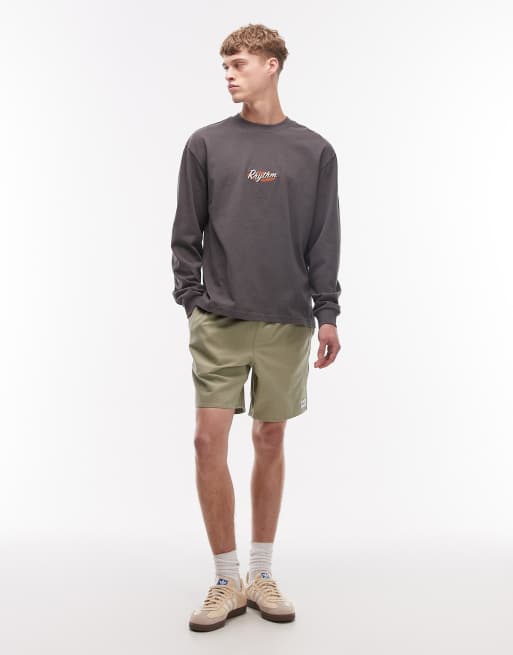 Rhythm vintage embroidered long sleeve T-shirt in faded gray, 2 of 5
