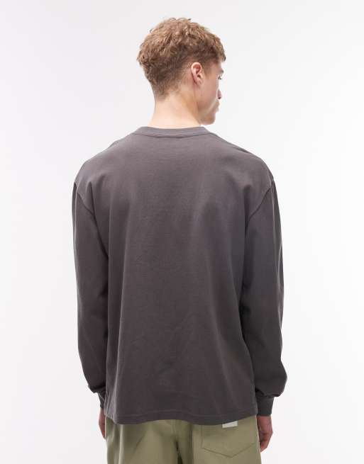 Rhythm vintage embroidered long sleeve t-shirt in faded grey, 3 of 5