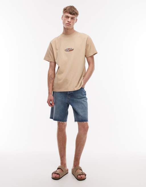 Rhythm vintage embroidered t-shirt in sand, 2 of 5