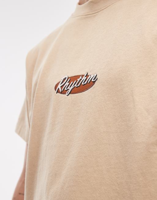 Rhythm vintage embroidered t-shirt in sand, 5 of 5