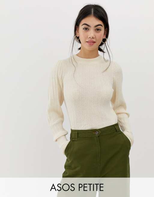 Ribstrikket trøje i garn i naturlook fra ASOS DESIGN Petite