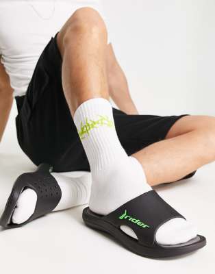 Rider bay slider sandals in black/grey