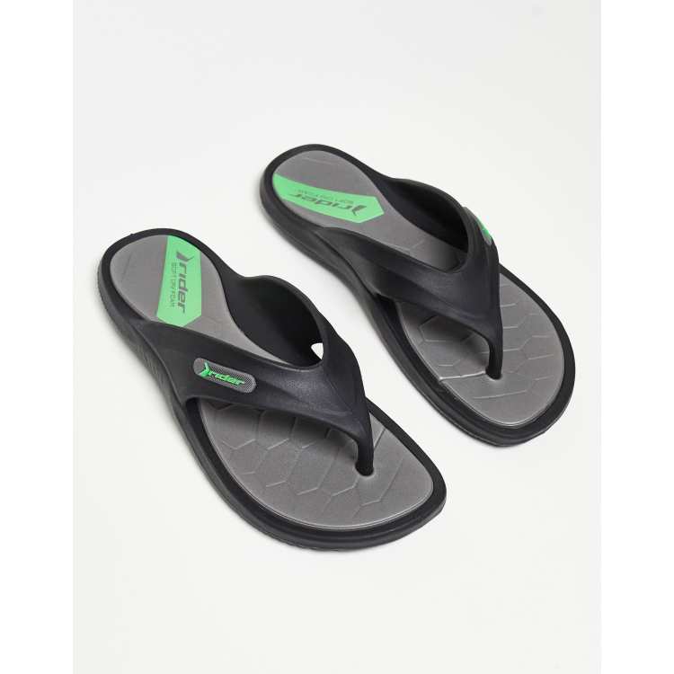 Rider Cape thong flip flops in black ASOS