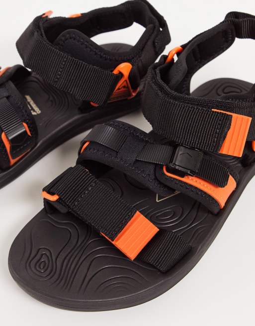 Rider RX commuter strap sandals in black/neon | ASOS display picture 2