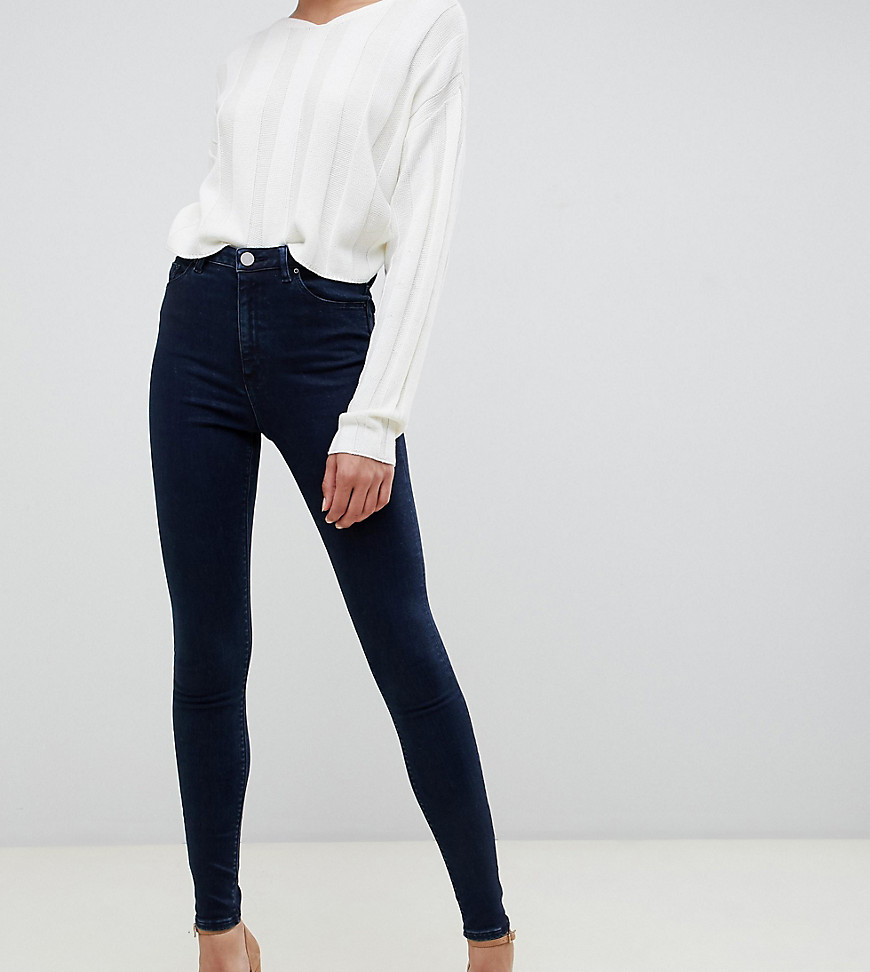 Ridley højtaljede skinny jeans i forvasket mørkeblå fra ASOS DESIGN Tall