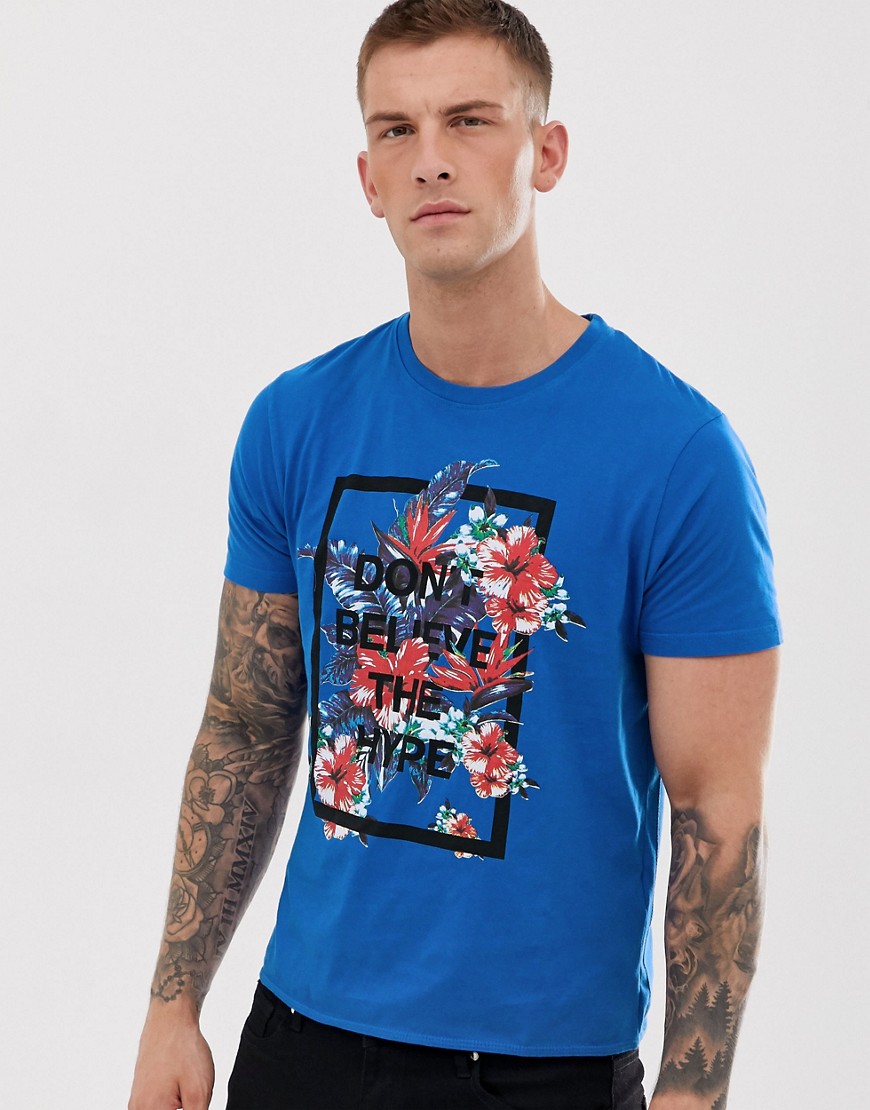 Ringspun - T-shirt in blauw