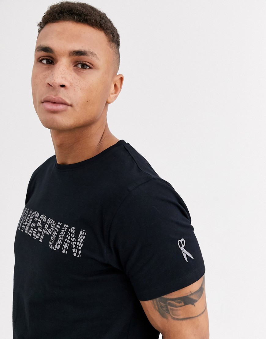 Ringspun - T-shirt met krokodillenlogo-Zwart