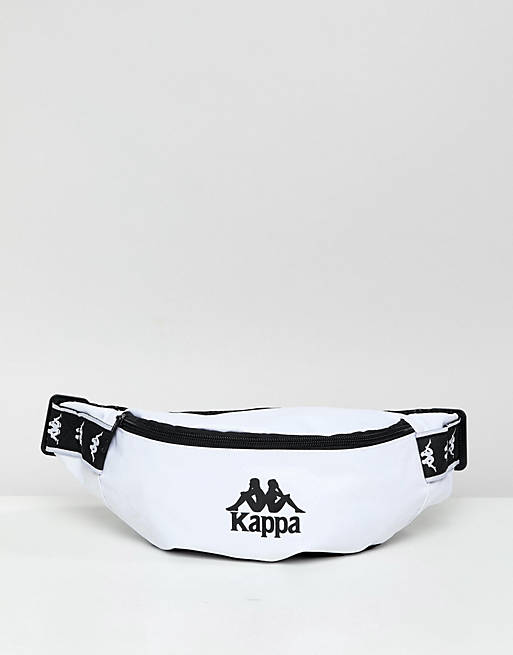 fregar Para llevar Parpadeo Riñonera blanca con cinta del logo de Kappa | ASOS