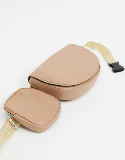 Riñonera bandolera en cuero sintético color tostado con compartimentos de ASOS DESIGN | ASOS