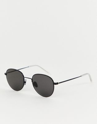 Rio sorte runde solbriller fra Monokel Eyewear