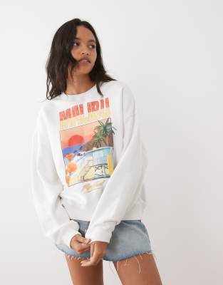 Rip Curl beach print beach sweatshirt in white