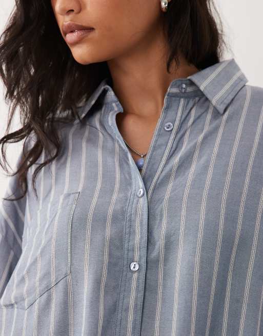 Rip Curl beach shirt in dusky blue stripe, 4 of 4
