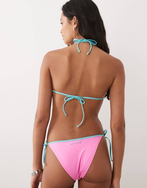 Rip Curl contrast trim triangle bikini top in baby pink, 4 of 4