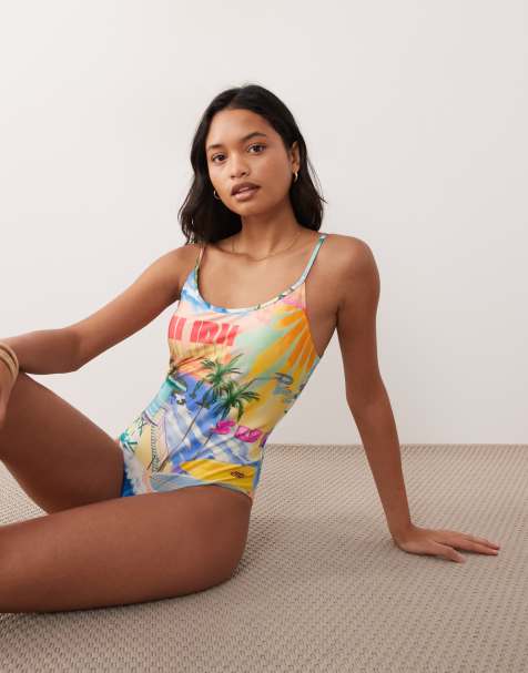 Rip Curl - Costume da bagno giallo multicolore con stampa di spiaggia - view 1