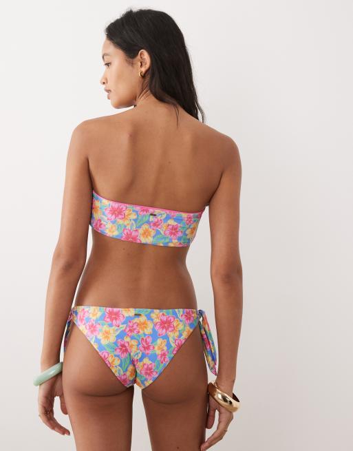 Rip Curl floral print bandeau bikini top in pink multi, 2 of 4