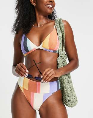 Ripcurl Rip Curl Heat Wave high waist bikini bottom in multi stripe