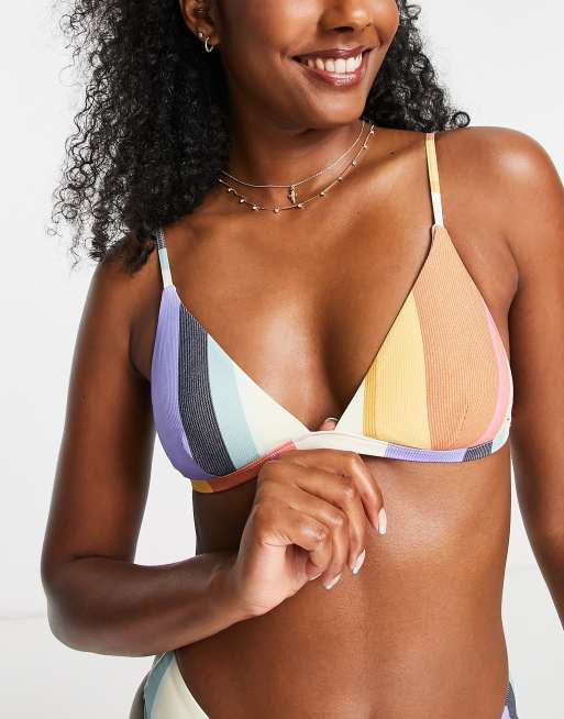 Rip Curl Heat Wave triangle bikini top in multi stripe