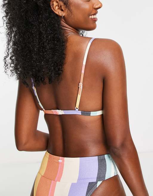 RIP CURL HEAT WAVE Henley Bralette Bikini Top - Multi stripes