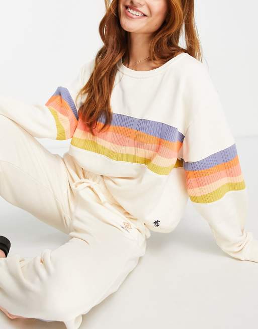 Rip Curl Meting Waves crew jumper in cream 