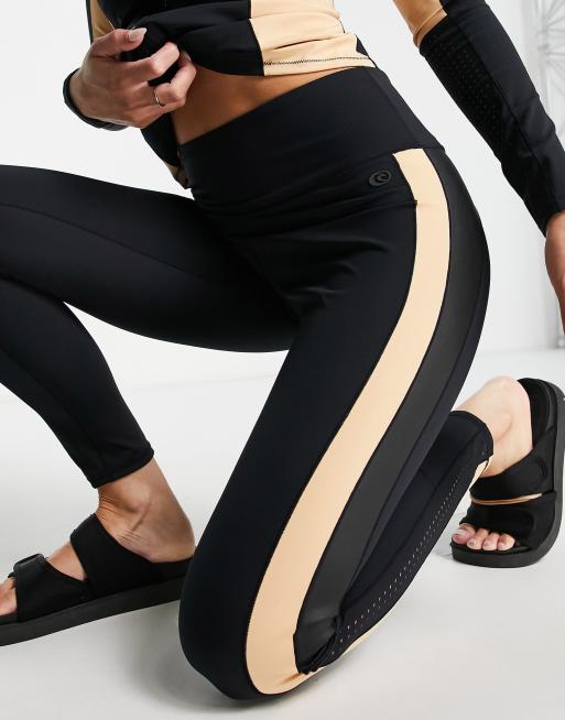 Rip Curl mirage ultimate uv surf leggings in black and beige