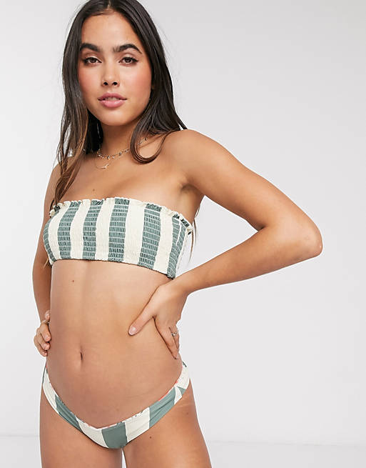 Rip Curl mix and match reversible high leg bikini bottom in floral print and stripe