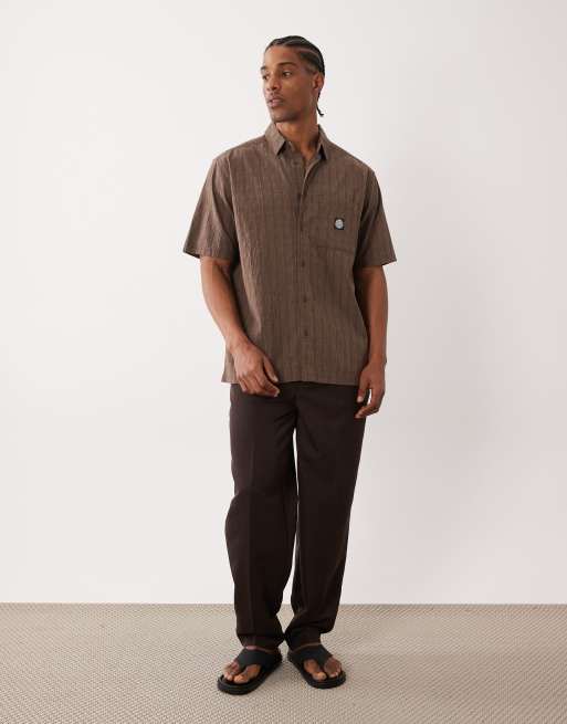 Rip Curl short sleeve check shirt in brown, 2 of 5