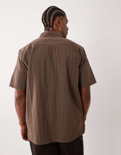Rip Curl short sleeve check shirt in brown, 3 of 5