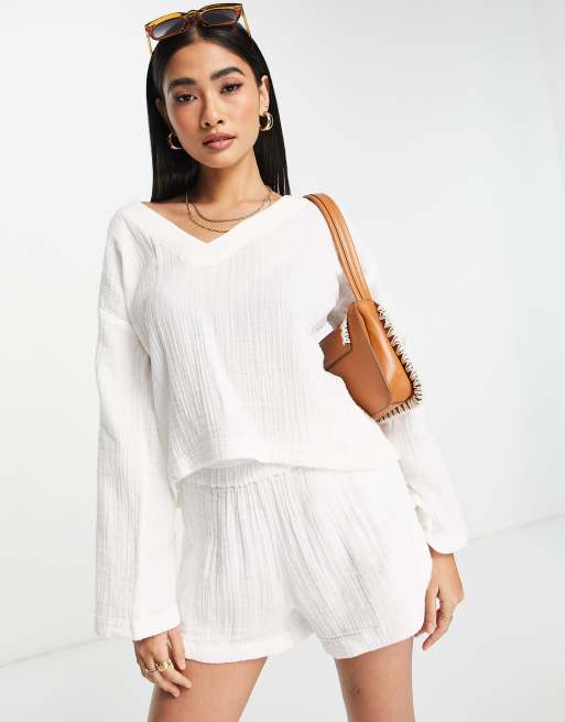 Rip Curl - Surf - Top corto oversize bianco in coordinato 