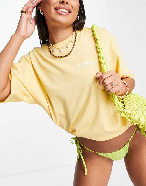 Rip Curl - T-shirt oversize color sabbia con scritta 
