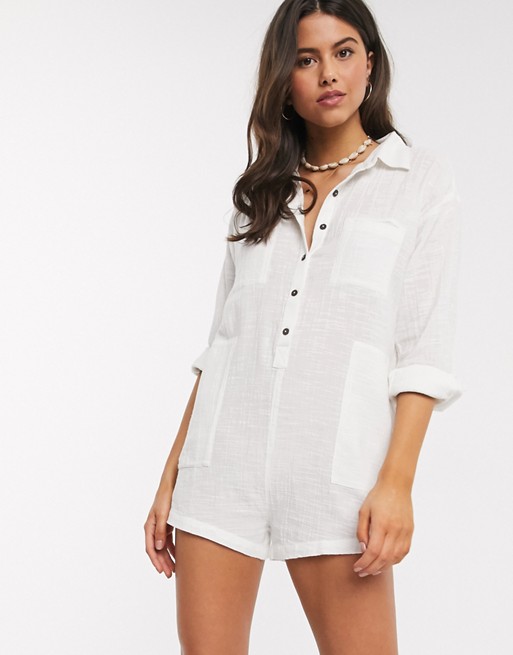 Rip Curl The Adrift cotton playsuit in white