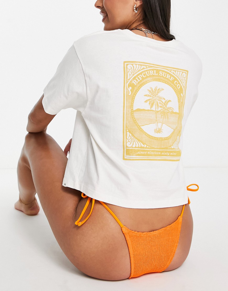 Rip Curl The Island oversized crop t-shirt in white