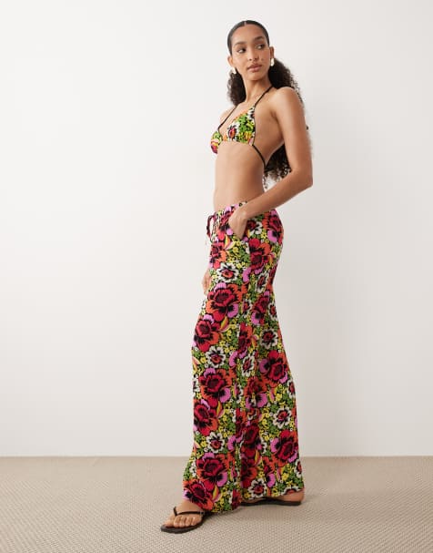 Rip Curl X Farm Rio floral print wide leg trouser in multi - view 1