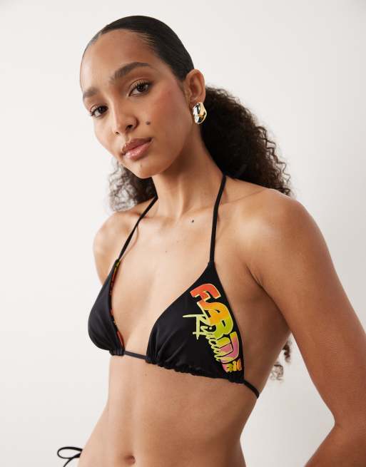 Rip Curl X Farm Rio reversible floral print triangle bikini top in multi, 2 of 6