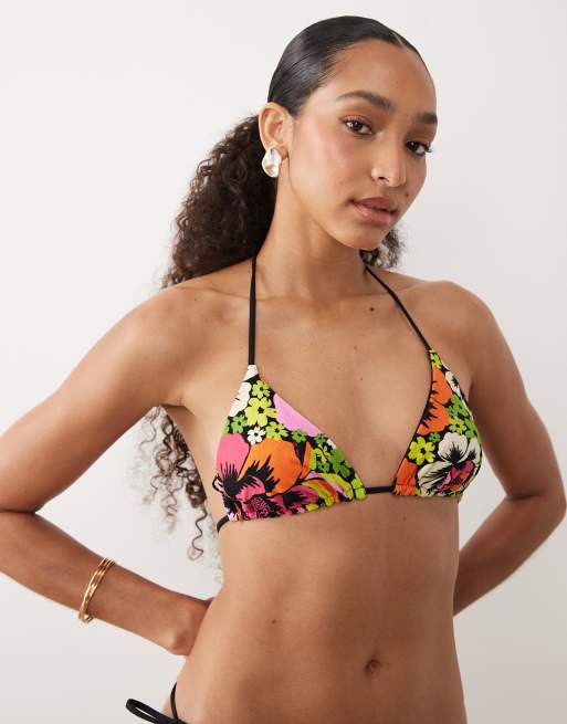 Rip Curl X Farm Rio reversible floral print triangle bikini top in multi, 5 of 6