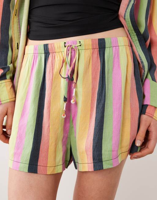 Rip Curl X Farm Rio stripe beach short in multi, 3 of 5