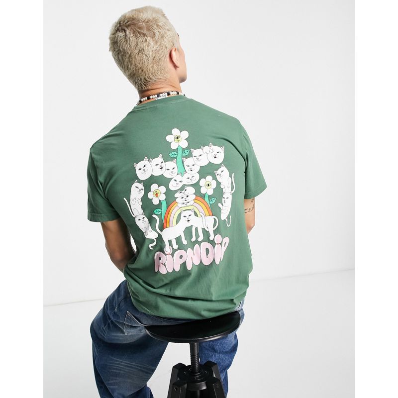 Uomo T-shirt e Canotte Rip N Dip - Nerms Of A Feather - T-shirt in verde oliva con tasca