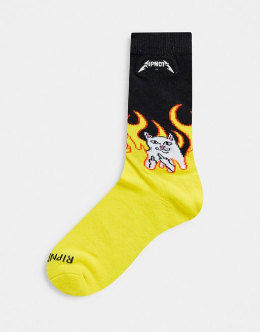 Download Rip N Dip Welcome To Heck socks in yellow | ASOS