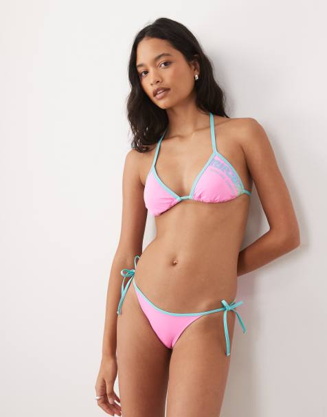 Ripcurl - Bas de bikini à bords contrastants et liens sur les côtés - Rose pastel - view 1