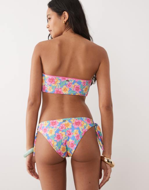 Ripcurl - Bikinibroekje met bloemenprint en gestrikte zijkanten in roze multi, 4 van 4