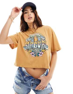 Ripcurl - Block Party - Senfgelbes T-Shirt mit kurzem Schnitt